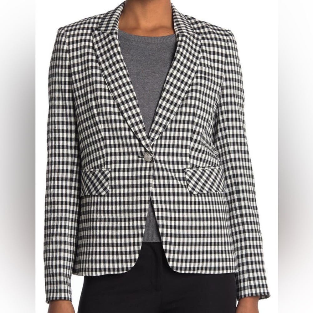 Veronica Beard Cutaway Dickey Jacket Blazer Checkered Seersucker Size 2